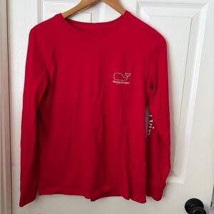 Vineyard Vines Kids Bright Red Long Sleeve Tee small